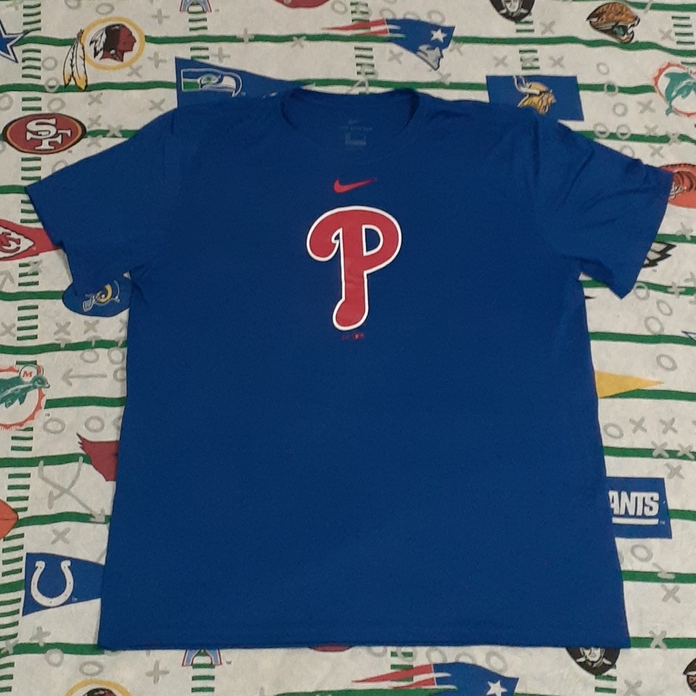 Nike Philadelphia Phillies Dri Fit Jersey Shirt Tee Center Swoosh